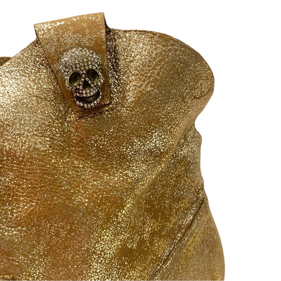 Zadig & Voltaire Gold Western Boots with Rhinestone Skull Size 9 EU 39 - Picture 10 of 13